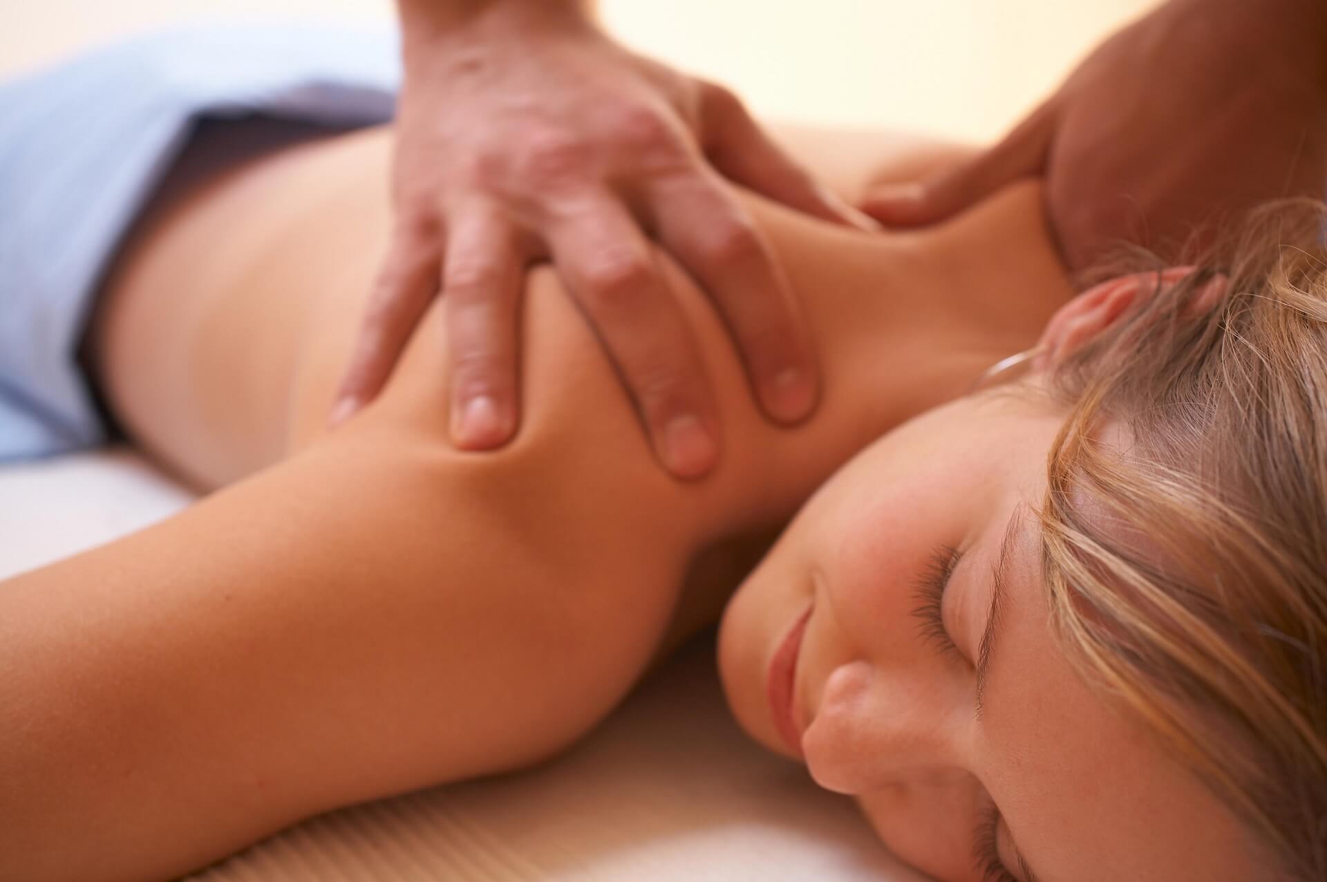 Girl having a back massage